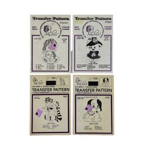 Pretty Punch Hot Iron Transfer Pattern For Punch Embroidery Bear Pig Raccoon Dog